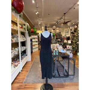 NEW SCANDAL ITALY women's luna shimmer slip dress in black